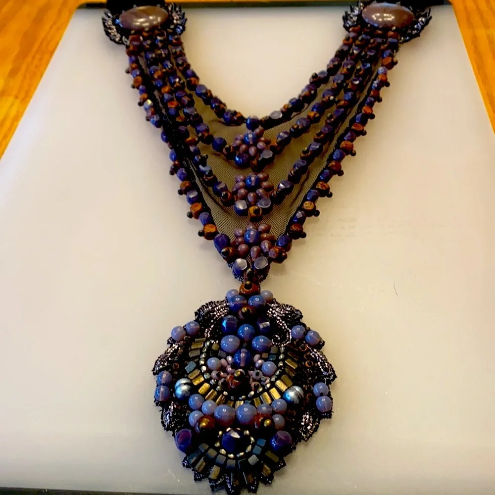 Necklace bib Elie Tahari vintage statement Necklace - Picture 2 of 8